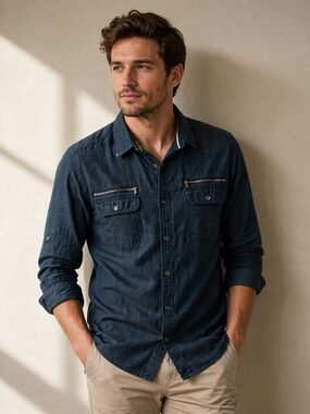Rock & Republic Men’s Dark Blue Button-Up Shirt